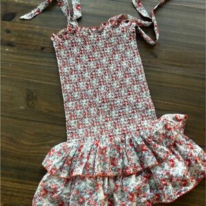 Katie J NYC orange, red and White Floral Kids Casual Dress